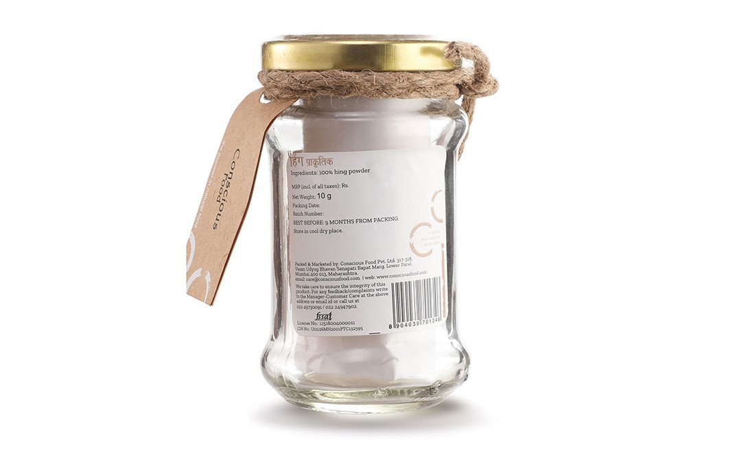 Conscious Food Asafoetida (hing) Natural Hand Pounded   Glass Jar  10 grams
